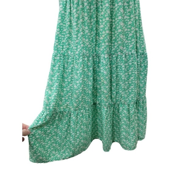 American Eagle Ditsy Floral Print Smocked Halter Dress Size Large Green - Picture 4 of 13